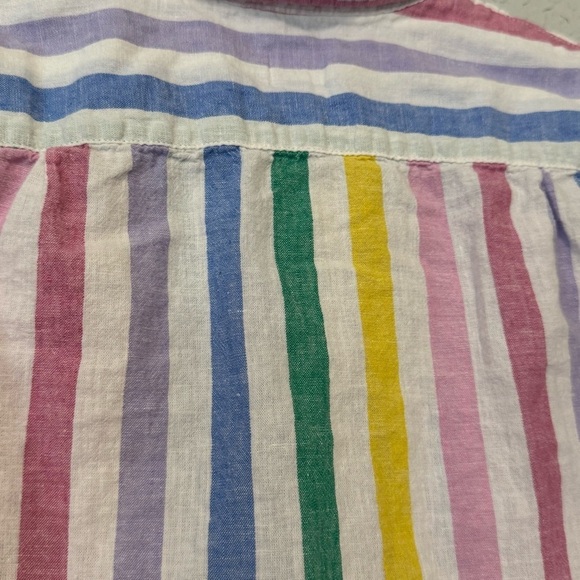 Kid's Gap Pastel Rainbow Striped Short Sleeve Button Down Casual Shirt - Picture 9 of 9